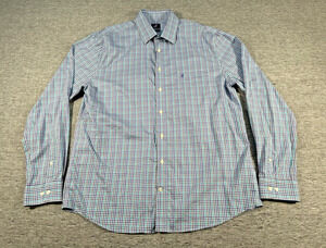 Johnnie-O Shirt Mens Extra Large Seafoam Plaid Long Sleeve Cotton Button-Up